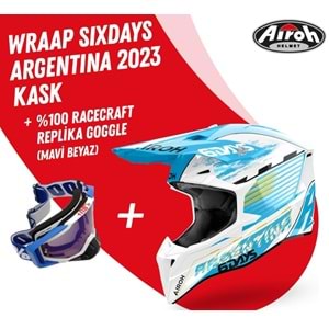 Aıroh Wraap Sıxdays Argentina Beyaz Motosiklet Kask-Gözlük Hediyeli - XL