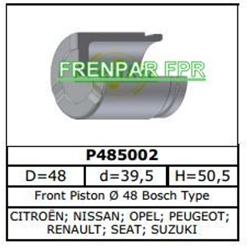 Fren Kaliper Pistonu Ön Citroen, Opel, Peugeot, Renault, Seat, Suzuki,