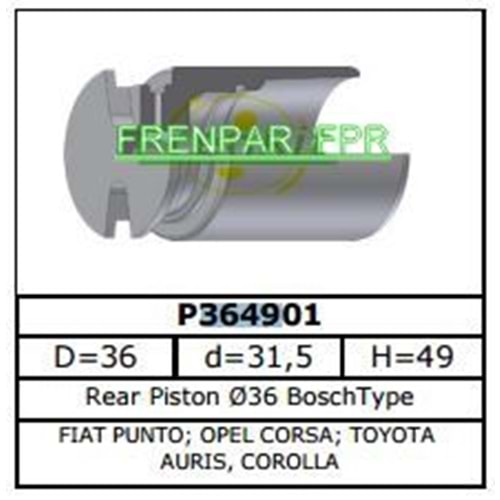 Fren Kaliper Pistonu Arka Fiat, Nissan, Opel, Toyota, Honda, Peugeot