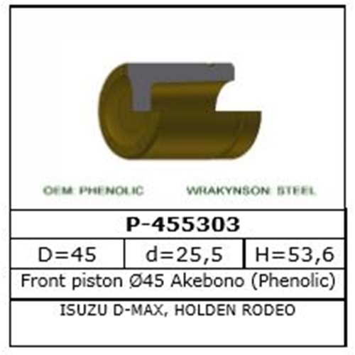 Fren Kaliper Pistonu Isuzu D-Max 2.5 DITD 3.0 D 4X4 07-
