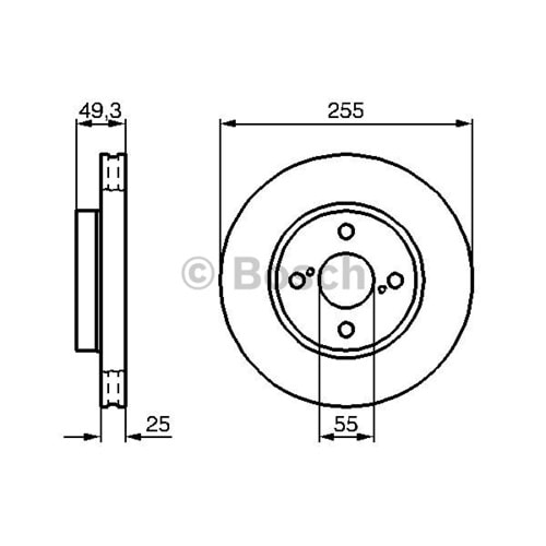 Fren Diski Toyota Corolla VVT Benzinli 00-07 Ön - 255 mm - Bosch