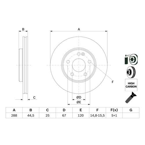 Fren Diski Ön Mercedes A-Class W169 A 200, B-Class W245 B 180, B 200