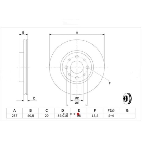 Fren Diski Fiat Albea, Linea, Doblo, Punto, Alfa 145 Ön - 257 MM - Bosch