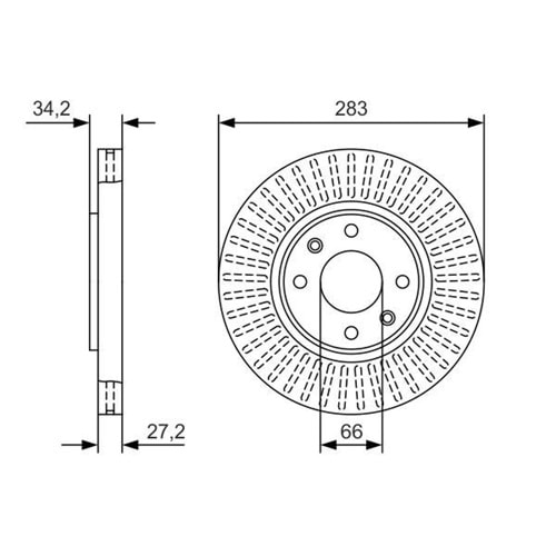 Fren Diski Peugeot 207, 307, 5008, Partner Tepee, Citroen C4, C5, Ds3, Ds4 Ön - 283 mm - Bosch