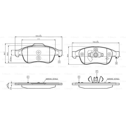 Disk Balata Dacia Lodgy, Duster, Renault Megane III, Fluence, Clio V Ön - Bosch