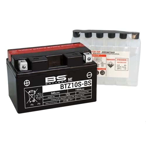 BS BTZ10S-BS (YTZ10S-BS) 12V-8.6 AH 190 CCA BAKIMSIZ AKÜ G650, CBF1000, MT07