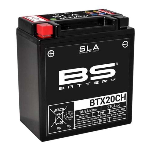 BS BTX20CH (SLA) 12V-18.9 AMPER 270 CCA Motosiklet Aküsü