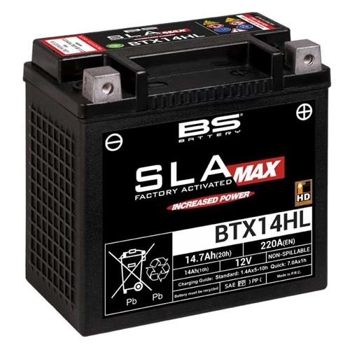 BS BTX14HL SLA MAX 12V-14.7 AMPER 20 CCA BAKIMSIZ AKÜ
