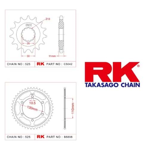 Rk Dişli Seti Yamaha Mt-09 15-18, Tracer 900 15-18, Xsr 900 15-18*