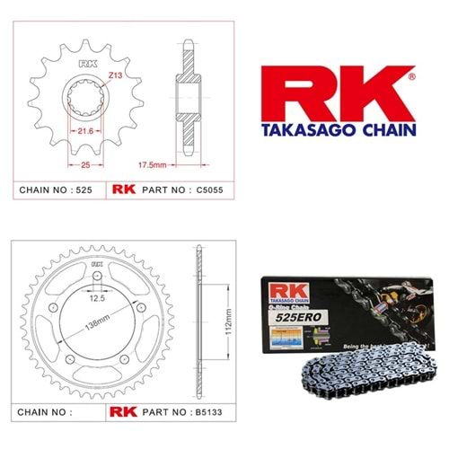 Rk Zincir Dişli Seti Honda CBF 500 04-08