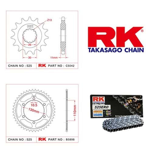 Rk Zincir Dişli Seti Yamaha Mt-09 15-18, Tracer 900 15-18, Xsr 900 15-18