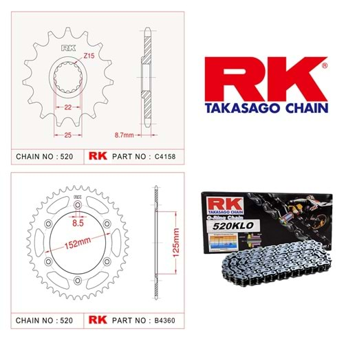 Rk Zincir Dişli Seti BETA RR 2T ENDURO250 17-20