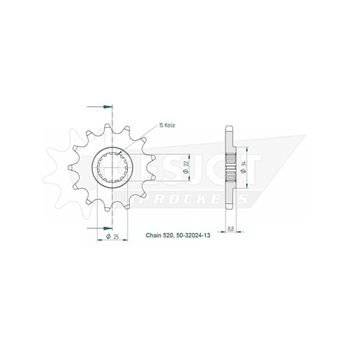 Esjot 50-32024-13 Ön Dişli Elmas Kesim