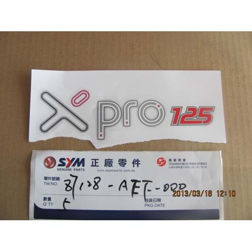 SYM 87128-AEF-000 LOGO STICKER ARKA XPRO 125