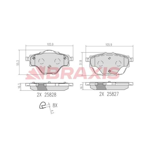 Disk Balata Peugeot 3008, Citroen C4, Picasso II 1.6 HDI Arka -