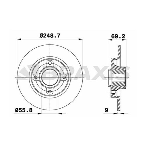 Fren Diski Peugeot 208, Citroen, Opel Abs HALKALI Arka - 249 MM