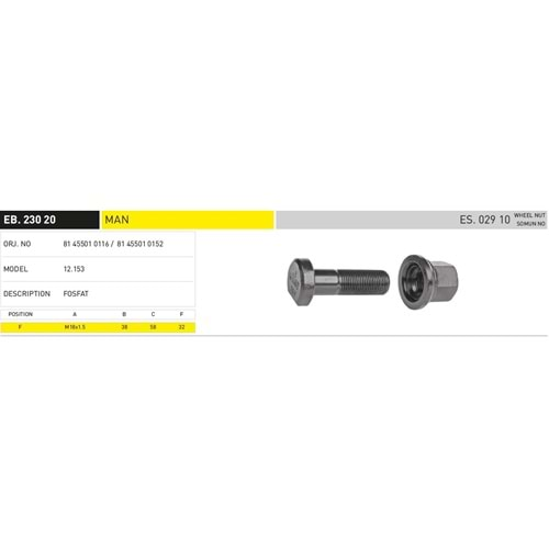 MAN 12-153 ORJİNAL ÖN BİJON - EKER