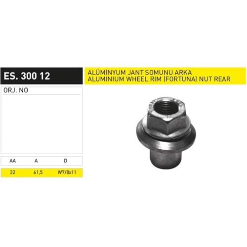 BİJON SOMUNU 7/8x11 DİŞ ALÜMİNYUM JANT UZUN - EKER