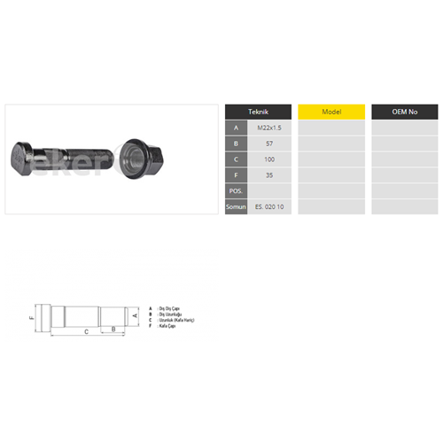 DORSE SERTEL DİNGİL BİJON ORT.FREZE 100 mm - EKERSAN