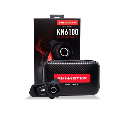 Knmaster KN6100 Motosiklet Kask İnterkom Bluetooth Çantalı Kulaklık Seti Siyah
