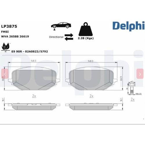 Disk Balata Peugeot, Opel, Fiat, Citroen, DS 4 Ön - Delphi