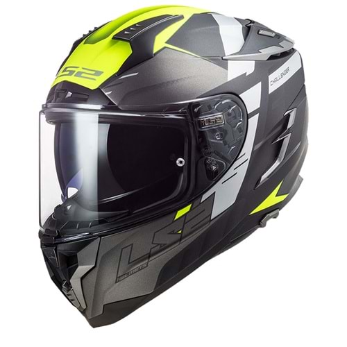 LS2 Kask Challenger Allert Güneş Vizörlü Mat Titanyum Neon Sarı - M