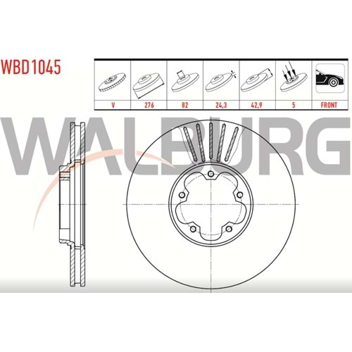 Fren Diski Ford V 184 (ÖnDEN ÇEKİŞ) Ön - 276 MM - WALBURG