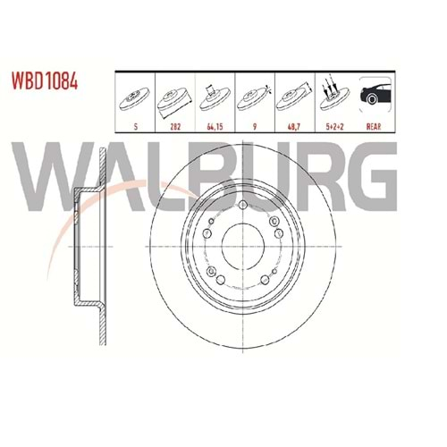 Fren Diski Honda Accord VIII (CU) 2.0 I-VTEC 2008> Arka - 282 MM - WALBURG