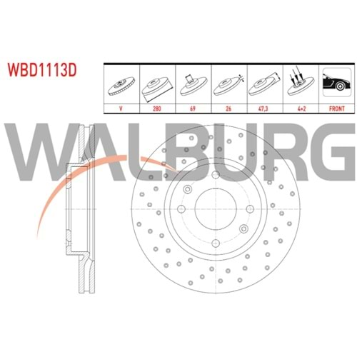 Fren Diski Hyundai Elantra, Sonata, Kia Magentis Ön (Spor) - 280 mm - Walburg