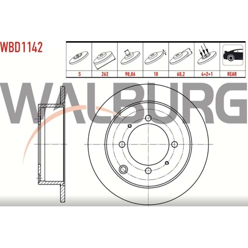 Fren Diski Mitsubishi Galant, Lancer Arka - 262 MM - WALBURG
