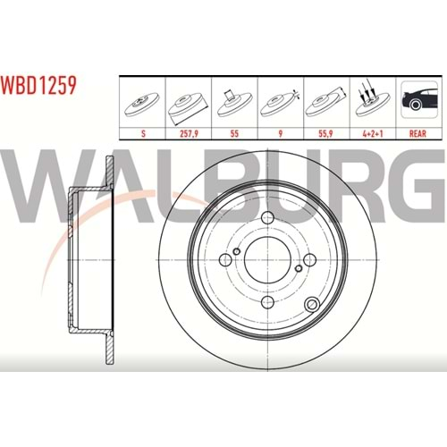 Fren Diski Toyota Corolla VVT 03>07 Arka - 258 MM - WALBURG