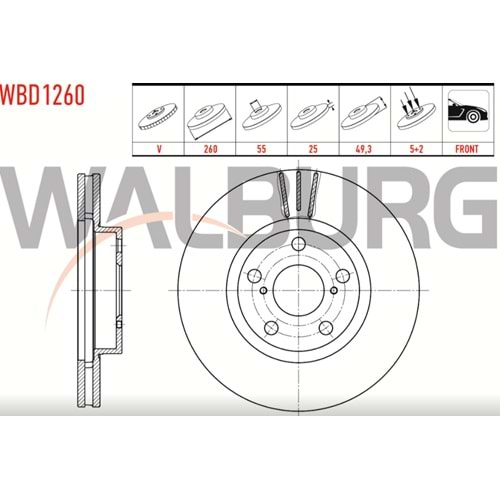 Fren Diski Toyota Avensis 2.0 97-03 Ön - 260 MM - WALBURG