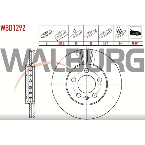 Fren Diski Vw Golf 4, Seat, Audi A3 Ön - 256 MM - WALBURG