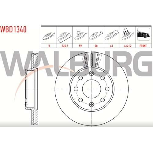 Fren Diski Opel Chevrolet Aveo, Kalos 1,2-1,4 Ön - 236 MM - WALBURG