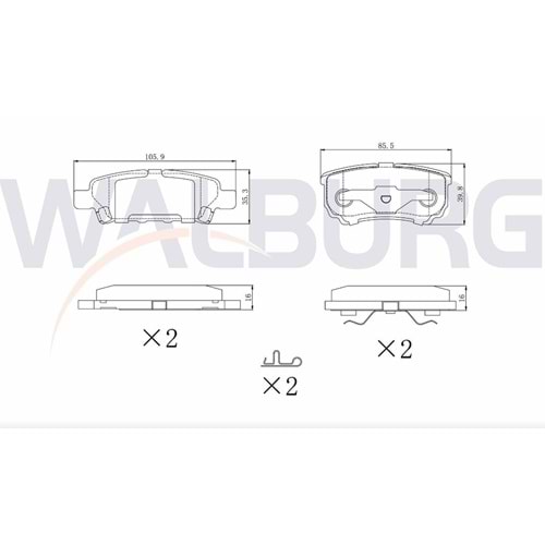 Disk Balata Mitsubishi Lancer-Dodge Caliber Arka - WALBURG