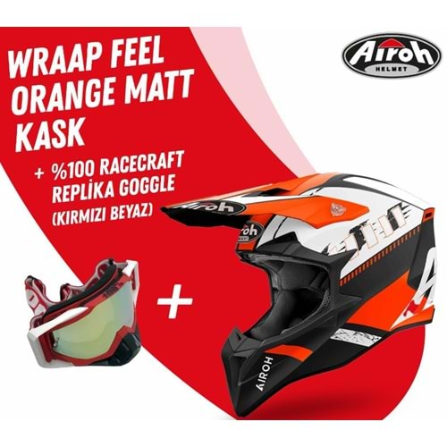Aıroh Wraap Feel Orange Mat Motosiklet Kask-Gözlük Hediyeli