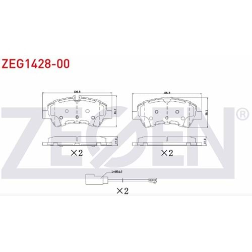 Disk Balata Ford Tourneo Custom (V362) 2.2 TDCI 12> Arka - ZEGEN