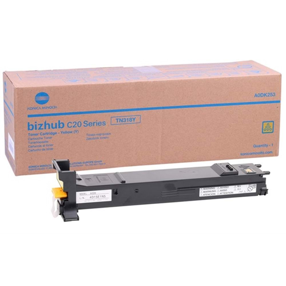 KONICA MINOLTA TN-318Y BIZHUP C20/C30/C31P SARI TONER ORJİNAL 8.000 SAYFA A0DK253