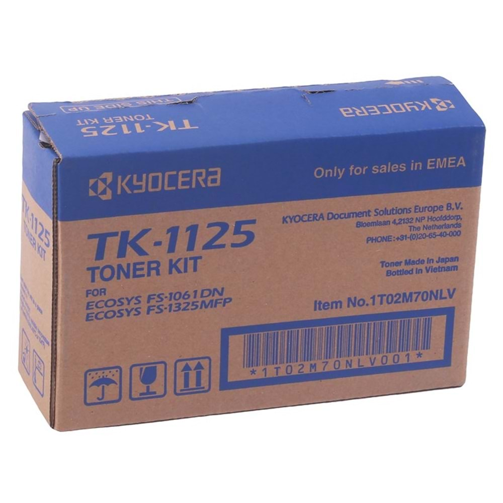 KYOCERA TK-1125 FS-1061 / 1325MFP SİYAH TONER ORİJİNAL 2.100 SAYFA 1T02M70NL1