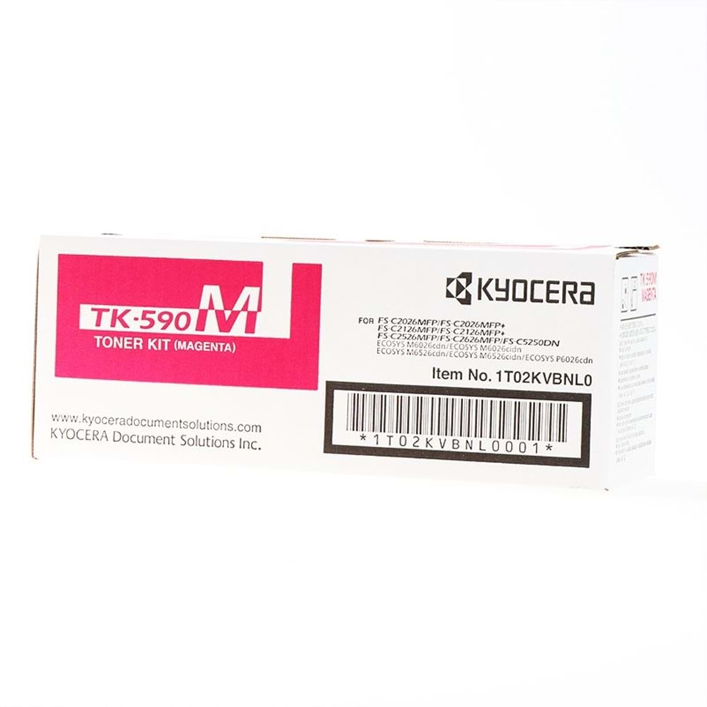 KYOCERA TK-590M FS-C2026/2126/2526/5250 KIRMIZI TONER ORJİNAL 5.000 SAYFA 1T02KVBNL0