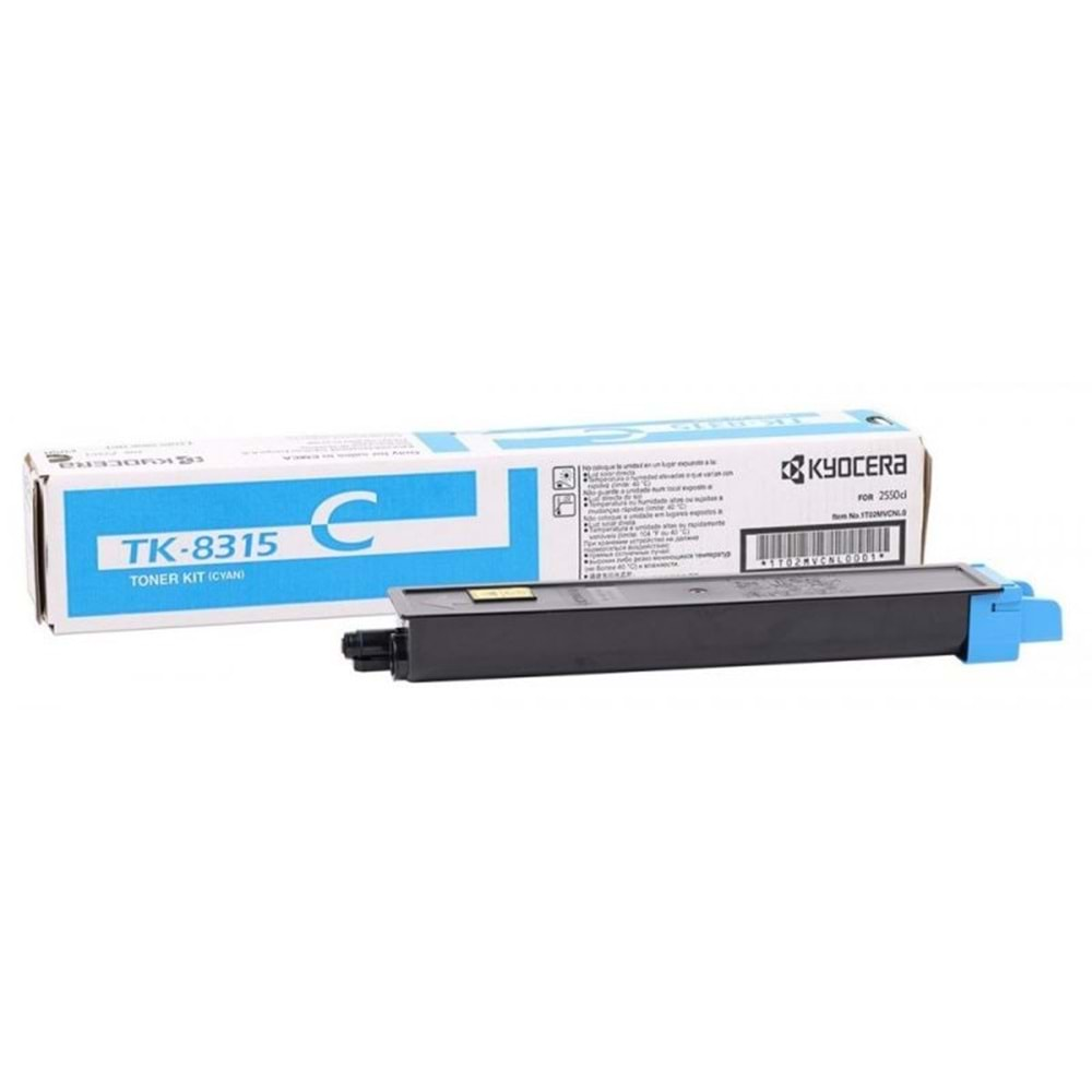 KYOCERA TK-8315C TASKALFA 2550ci MAVİ TONER ORJİNAL 6.000 SAYFA 1T02MVCNL0