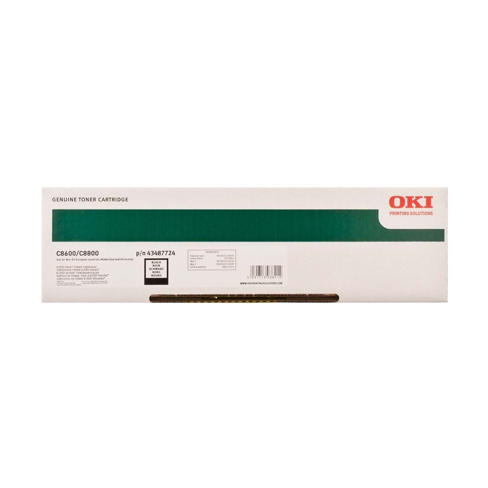 OKI 43487724 C-8600/8800 SİYAH TONER ORJİNAL 6.000 SAYFA