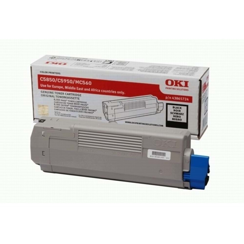 OKI 43865744 C-5850/5950/MC560 SİYAH TONER ORJİNAL 8.000 SAYFA