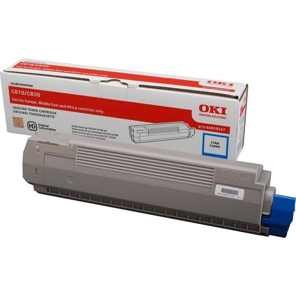 OKI 44059119 C810/C830 MAVİ TONER ORJİNAL 8.000 SAYFA