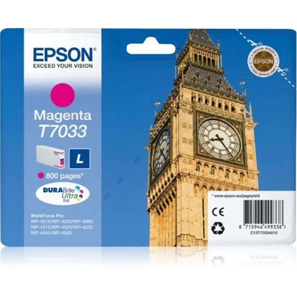 EPSON C13T70334010 WP4015/4525/4515 KIRMIZI KARTUŞ ORJİNAL 800 SY