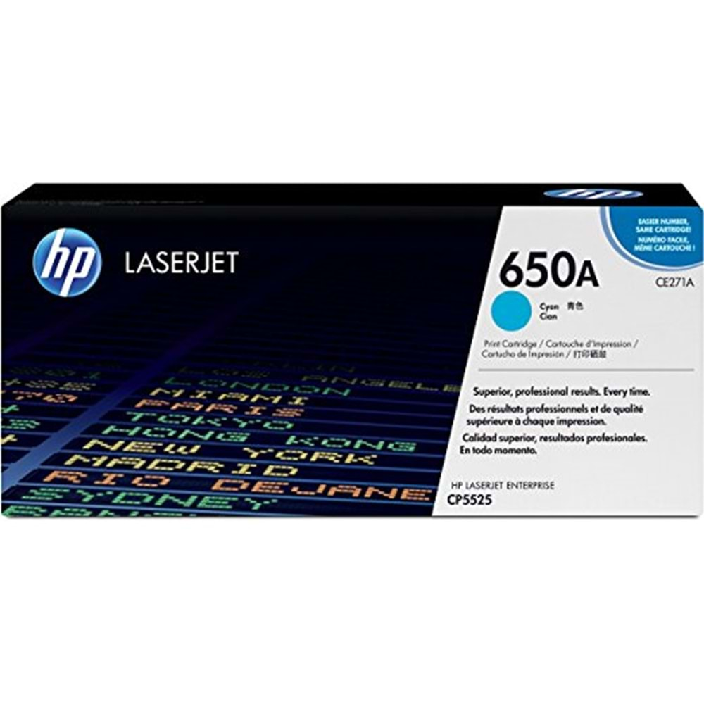 HP CE271A (650A) CP5525/M570 MAVİ TONER ORJİNAL 15.000 SAYFA