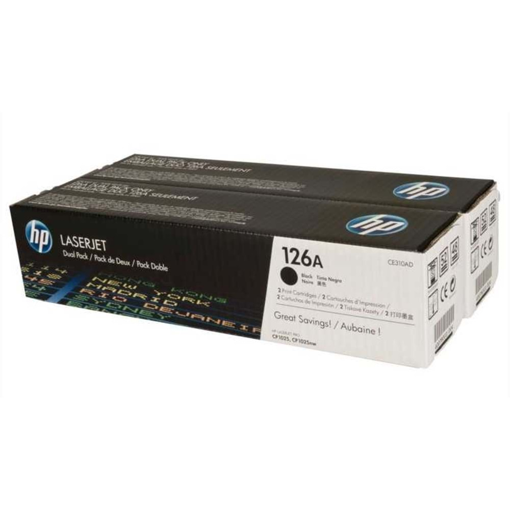 HP CE310AD (126A) M175/275 SİYAH TONER 2Lİ PAKET ORJ 1.200 X 2 SY