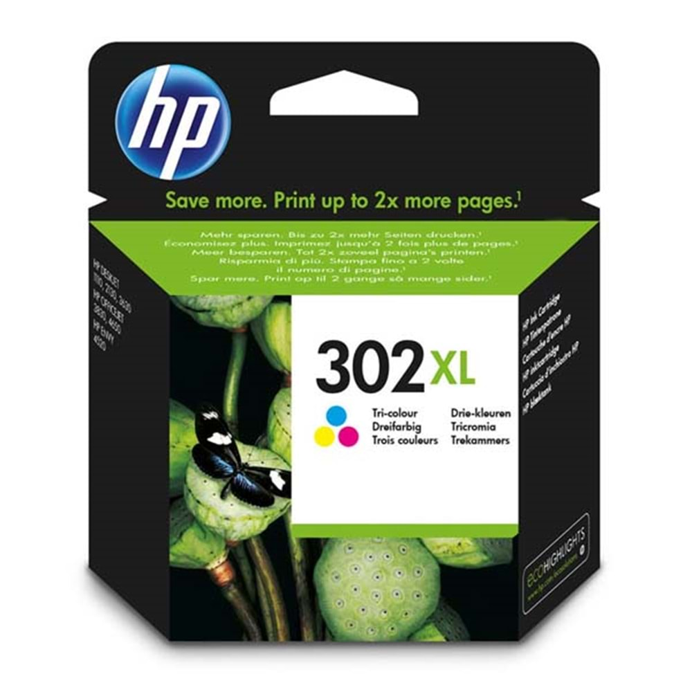 HP F6U67AE (302XL) YÜK.KAP. RENKLİ KARTUŞ ORJİNAL 330 SAYFA