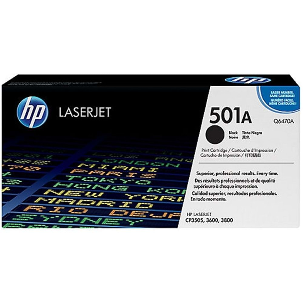 HP Q6470A (501A) 3600/3800 SİYAH TONER ORJİNAL 6.000 SAYFA