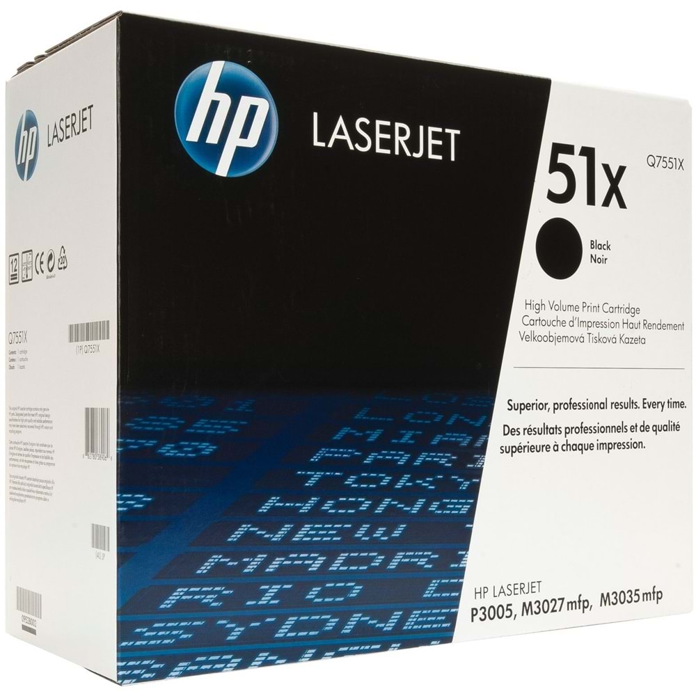 HP Q7551X (51X) P3005/M3027/3035 SİYAH TONER ORJİNAL 13.000 SAYFA